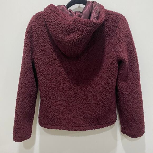 Ci‎ Sono Burgundy Faux Sherpa Zip Up Hooded Jacket - Picture 6 of 7